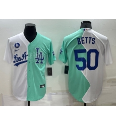Men Los Angeles Dodgers 50 Mookie Betts 2022 All Star White Green Cool Base Stitched Baseball Jersey Men Los Angeles Dodgers 50 Mookie Betts 2022 All Star White Green Cool Base Stitched Baseball Jersey