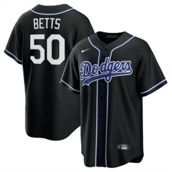 Men Los Angeles Dodgers 50 Mookie Betts Black Lights Out Limited Stitched Baseball Jersey