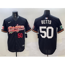 Men Los Angeles Dodgers 50 Mookie Betts Black Mexico Limited Stitched Baseball Jersey