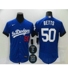 Men Los Angeles Dodgers 50 Mookie Betts Blue 2 20 Patch City Connect Flex Base Stitched Jersey Men Los Angeles Dodgers 50 Mookie Betts Blue 2 20 Patch City Connect Flex Base Stitched Jersey