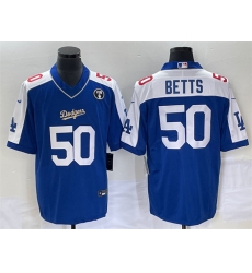 Men Los Angeles Dodgers 50 Mookie Betts Blue Vin Scully Patch Stitched Jersey Men Los Angeles Dodgers 50 Mookie Betts Blue Vin Scully Patch Stitched Jersey