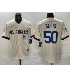Men Los Angeles Dodgers 50 Mookie Betts Cream Stitched Baseball Jersey 3 Men Los Angeles Dodgers 50 Mookie Betts Cream Stitched Baseball Jersey 3