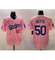 Men Los Angeles Dodgers 50 Mookie Betts Pink 2025 Tokyo Series Limited Stitched Baseball Jersey