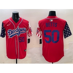 Men Los Angeles Dodgers 50 Mookie Betts Red Limited Stitched Baseball Jersey