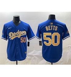 Men Los Angeles Dodgers 50 Mookie Betts Royal 2025 Gold Collection Limited Stitched Baseball Jersey Men Los Angeles Dodgers 50 Mookie Betts Royal 2025 Gold Collection Limited Stitched Baseball Jersey