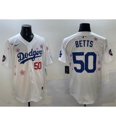 Men Los Angeles Dodgers 50 Mookie Betts White 2025 Tokyo Series Limited Stitched Baseball Jersey