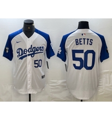 Men Los Angeles Dodgers 50 Mookie Betts White Blue Vin Patch Cool Base Stitched Baseball Jersey 1 Men Los Angeles Dodgers 50 Mookie Betts White Blue Vin Patch Cool Base Stitched Baseball Jersey 1