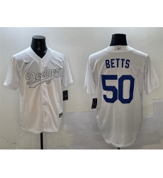 Men Los Angeles Dodgers 50 Mookie Betts White Fashion Cool Base Stitched Baseball Jersey