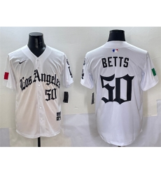 Men Los Angeles Dodgers 50 Mookie Betts White Mexico 2025 LA Gothic Style With Fernando Patch Vapor Premier Limited Stitched Baseball Jersey Men Los Angeles Dodgers 50 Mookie Betts White Mexico 2025 LA Gothic Style With Fernando Patch Vapor Premier Limited Stitched Baseball Jersey