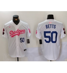 Men Los Angeles Dodgers 50 Mookie Betts White Pink Vin 26 Kobe Patch Stitched Baseball Jersey 8 Men Los Angeles Dodgers 50 Mookie Betts White Pink Vin 26 Kobe Patch Stitched Baseball Jersey 8