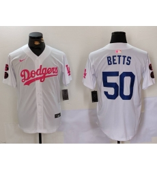 Men Los Angeles Dodgers 50 Mookie Betts White Pink Vin 26 Kobe Patch Stitched Baseball Jerseys 1 Men Los Angeles Dodgers 50 Mookie Betts White Pink Vin 26 Kobe Patch Stitched Baseball Jerseys 1