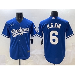 Men Los Angeles Dodgers 6 H S Kim Royal Cool Base Stitched Baseball Jersey
