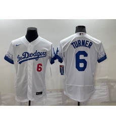 Men Los Angeles Dodgers 6 Trea Turner 2021 White City Connect Flex Base Stitched Baseball Jersey Men Los Angeles Dodgers 6 Trea Turner 2021 White City Connect Flex Base Stitched Baseball Jersey