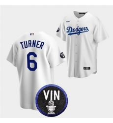 Men Los Angeles Dodgers 6 Trea Turner 2022 White Vin Scully Patch Cool Base Stitched Baseball Jersey Men Los Angeles Dodgers 6 Trea Turner 2022 White Vin Scully Patch Cool Base Stitched Baseball Jersey