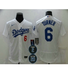 Men Los Angeles Dodgers 6 Trea Turner White 2 20 Patch Stitched MLB Flex Base Nike Jersey Men Los Angeles Dodgers 6 Trea Turner White 2 20 Patch Stitched MLB Flex Base Nike Jersey