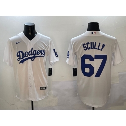 Men Los Angeles Dodgers 67 Vin Scully White Cool Base Stitched Baseball Jersey