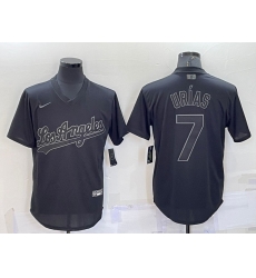 Men Los Angeles Dodgers 7 Julio Ur EDas Black Stitched Baseball Jersey Men Los Angeles Dodgers 7 Julio Ur EDas Black Stitched Baseball Jersey