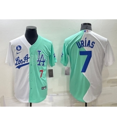 Men Los Angeles Dodgers 7 Julio Urias 2022 All Star White Green Cool Base Stitched Baseball Jersey Men Los Angeles Dodgers 7 Julio Urias 2022 All Star White Green Cool Base Stitched Baseball Jersey