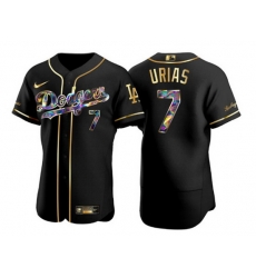 Men Los Angeles Dodgers 7 Julio Urias Black Golden Flex Base Stitched jersey Men Los Angeles Dodgers 7 Julio Urias Black Golden Flex Base Stitched jersey