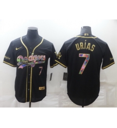 Men Los Angeles Dodgers 7 Julio Urias Black Golden Stitched Baseball jersey Men Los Angeles Dodgers 7 Julio Urias Black Golden Stitched Baseball jersey