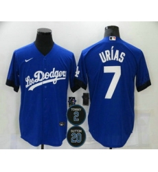 Men Los Angeles Dodgers 7 Julio Urias Blue 2 20 Patch City Connect Cool Base Stitched Jersey Men Los Angeles Dodgers 7 Julio Urias Blue 2 20 Patch City Connect Cool Base Stitched Jersey
