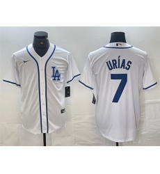 Men Los Angeles Dodgers 7 Julio Urias White Cool Base Stitched Baseball Jersey 4 Men Los Angeles Dodgers 7 Julio Urias White Cool Base Stitched Baseball Jersey 4