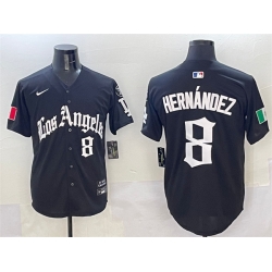 Men Los Angeles Dodgers 8 Enrique Hernandez Black Mexico 2025 LA Gothic Style With Fernando Patch Vapor Premier Limited Stitched Baseball Jersey