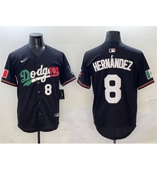 Men Los Angeles Dodgers 8 Enrique Hernandez Black Mexico Flag Limited Stitched Baseball Jersey