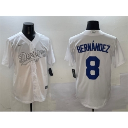 Men Los Angeles Dodgers 8 Enrique Hernandez White Fashion Cool Base Stitched Baseball Jersey
