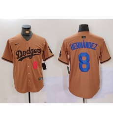 Men Los Angeles Dodgers 8 Kik E9 Hernandez Brown Cool Base Stitched Baseball Jersey 6 Men Los Angeles Dodgers 8 Kik E9 Hernandez Brown Cool Base Stitched Baseball Jersey 6