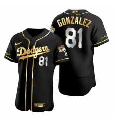Men Los Angeles Dodgers 81 Victor Gonzalez Black 2020 World Series Champions Golden Limited Jersey Men Los Angeles Dodgers 81 Victor Gonzalez Black 2020 World Series Champions Golden Limited Jersey