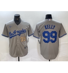 Men Los Angeles Dodgers 99 Joe Kelly Grey Stitched Jersey 6 Men Los Angeles Dodgers 99 Joe Kelly Grey Stitched Jersey 6