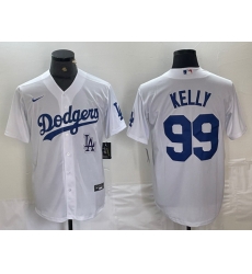 Men Los Angeles Dodgers 99 Joe Kelly White Cool Base Stitched Baseball Jersey 6 Men Los Angeles Dodgers 99 Joe Kelly White Cool Base Stitched Baseball Jersey 6