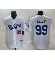 Men Los Angeles Dodgers 99 Joe Kelly White Cool Base Stitched Baseball Jersey Men Los Angeles Dodgers 99 Joe Kelly White Cool Base Stitched Baseball Jersey