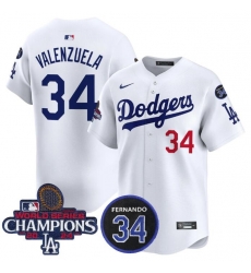 Men Los Angeles Dodgers Active Player Cuatom White 2024 World Series Champions With Fernando Memorial Patch Home Limited Stitched Baseball Jersey Men Los Angeles Dodgers Active Player Cuatom White 2024 World Series Champions With Fernando Memorial Patch Home Limited Stitched Baseball Jersey