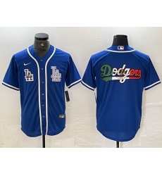 Men Los Angeles Dodgers Big logo Blue Cool Base Stitched Baseball Jersey 1 Men Los Angeles Dodgers Big logo Blue Cool Base Stitched Baseball Jersey 1