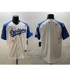 Men Los Angeles Dodgers Blank White Royal 2025 Tokyo Series Limited Stitched Baseball Jersey