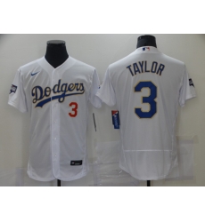 Men Los Angeles Dodgers Chris Taylor 3 Championship Gold Trim White Limited All Stitched Flex Base Jersey Men Los Angeles Dodgers Chris Taylor 3 Championship Gold Trim White Limited All Stitched Flex Base Jersey