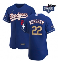Men Los Angeles Dodgers Clayton Kershaw 22 Gold Program Designed Edition Blue Flex Base Stitched Jersey Men Los Angeles Dodgers Clayton Kershaw 22 Gold Program Designed Edition Blue Flex Base Stitched Jersey