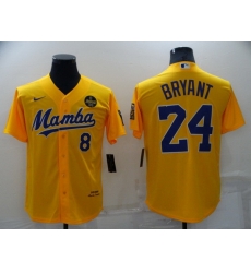 Men Los Angeles Dodgers Front 8 Back 24 Kobe Bryant Mamba Yellow Cool Base Stitched jersey Men Los Angeles Dodgers Front 8 Back 24 Kobe Bryant Mamba Yellow Cool Base Stitched jersey