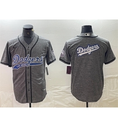 Men Los Angeles Dodgers Grey Team Big Logo Cool Base With Patch Stitched Baseball Jersey Men Los Angeles Dodgers Grey Team Big Logo Cool Base With Patch Stitched Baseball Jersey