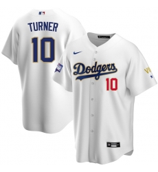 Men Los Angeles Dodgers Justin Turner 10 Championship Gold Trim White Limited All Stitched Flex Base Jersey Men Los Angeles Dodgers Justin Turner 10 Championship Gold Trim White Limited All Stitched Flex Base Jersey