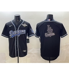 Men Los Angeles Dodgers Team Big Logo Black Fashion 2025 World Series Cool Base Stitched Baseball Jersey 004