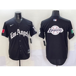 Men Los Angeles Dodgers Team Big Logo Black Mexico 2025 LA Gothic Style With Fernando Patch Vapor Premier Limited Stitched Baseball Jersey 001