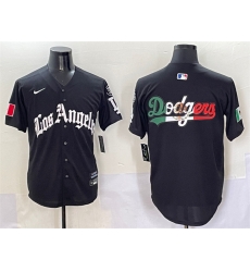 Men Los Angeles Dodgers Team Big Logo Black Mexico 2025 LA Gothic Style With Fernando Patch Vapor Premier Limited Stitched Baseball Jersey 004