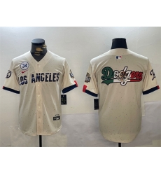 Men Los Angeles Dodgers Team Big Logo Cream 2024 World Series With No 34 Patch Limited Stitched Baseball Jersey Men Los Angeles Dodgers Team Big Logo Cream 2024 World Series With No 34 Patch Limited Stitched Baseball Jersey