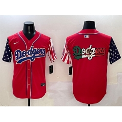 Men Los Angeles Dodgers Team Big Logo Red Limited Stitched Baseball Jersey 003