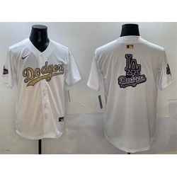 Men Los Angeles Dodgers Team Big Logo White 2025 Gold Collection Limited Stitched Baseball Jersey 004