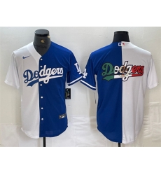 Men Los Angeles Dodgers Team Big Logo White Blue Split Cool Base Stitched Baseball Jersey 1 Men Los Angeles Dodgers Team Big Logo White Blue Split Cool Base Stitched Baseball Jersey 1
