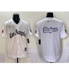Men Los Angeles Dodgers Team Big Logo White Mexico 2025 LA Gothic Style With Fernando Patch Vapor Premier Limited Stitched Baseball Jersey 003 Men Los Angeles Dodgers Team Big Logo White Mexico 2025 LA Gothic Style With Fernando Patch Vapor Premier Limited Stitched Baseball Jersey 003